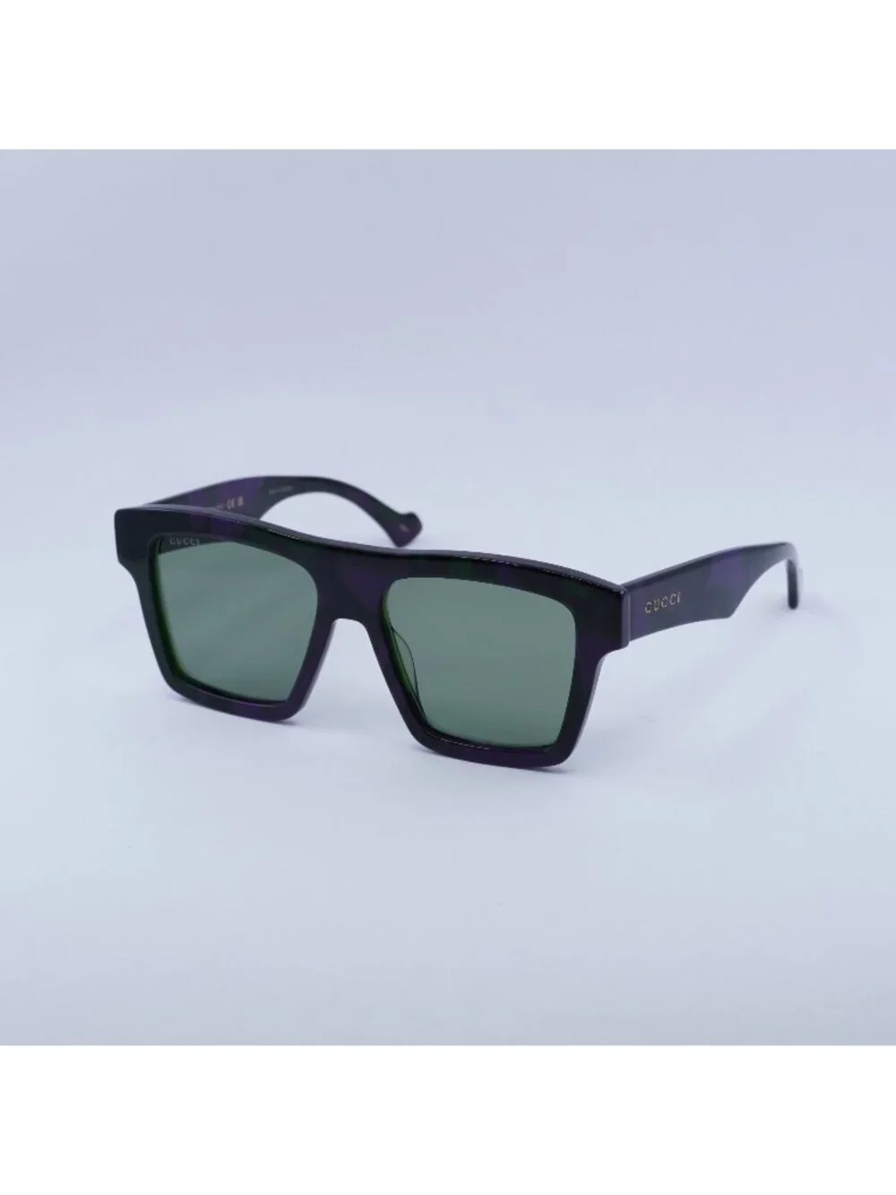 Gucci GG0962S 014 Sunglasses Purple Square Frame, Green Lenses